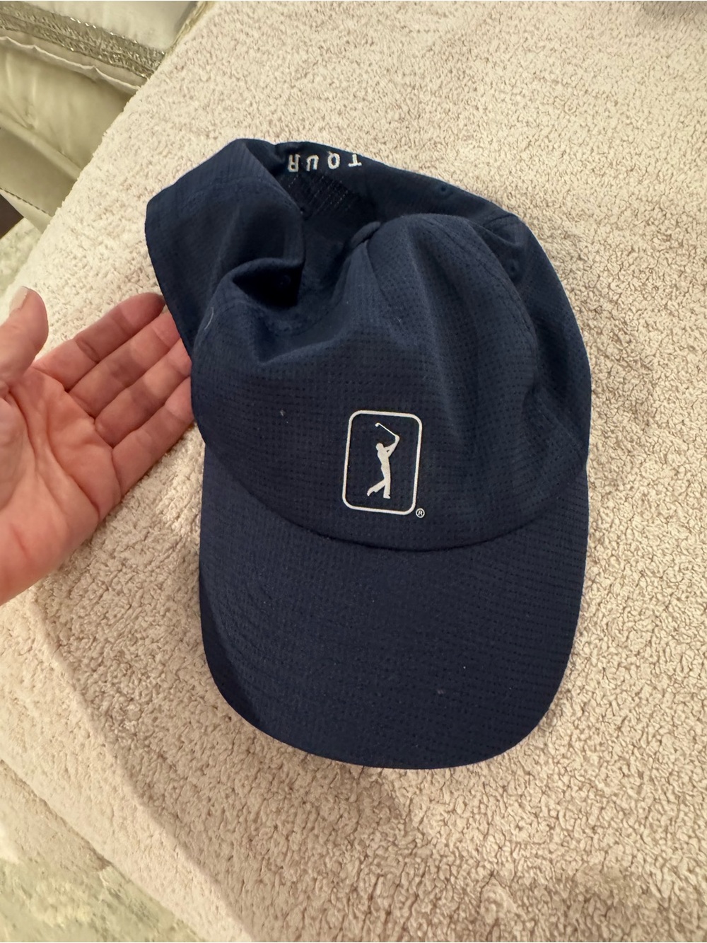 PGA Tour Navy Blue Performance Golf Hat with White Logo